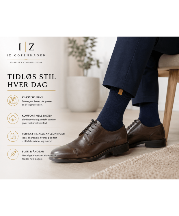 iZ Sock Copenhagen navy Luxury bomuldsstrømper unisex – 35-49 billede 2