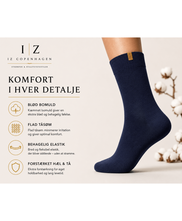 iZ Sock Copenhagen navy Luxury bomuldsstrømper unisex – 35-49 billede 3