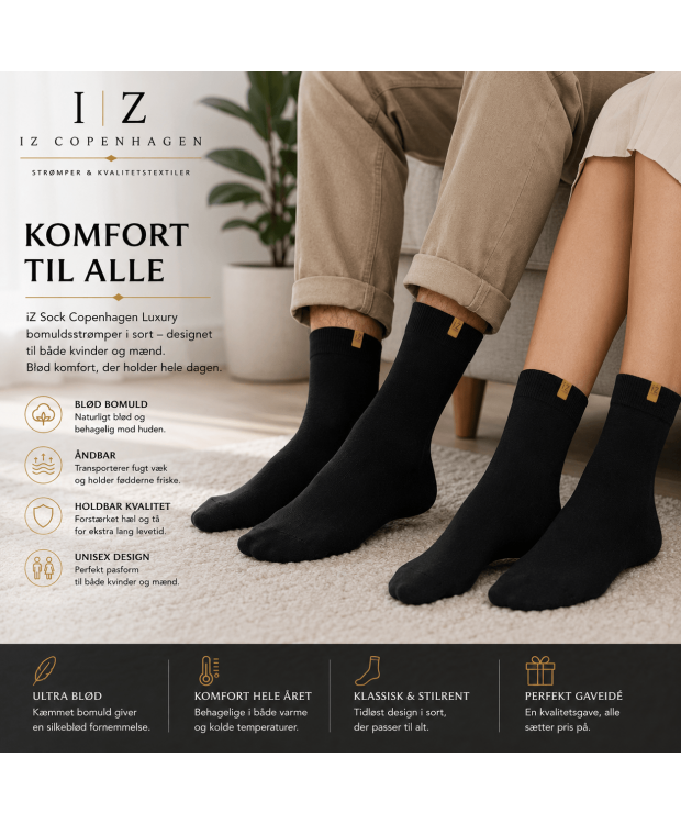 iZ Sock Copenhagen sorte Luxury bomuldsstrømper unisex – 35-49 billede 3