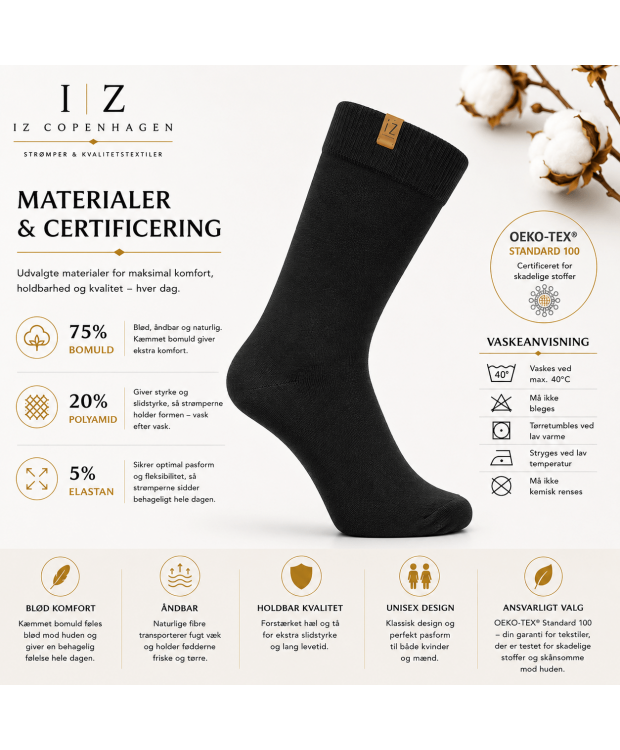 iZ Sock Copenhagen sorte Luxury bomuldsstrømper unisex – 35-49 billede 5