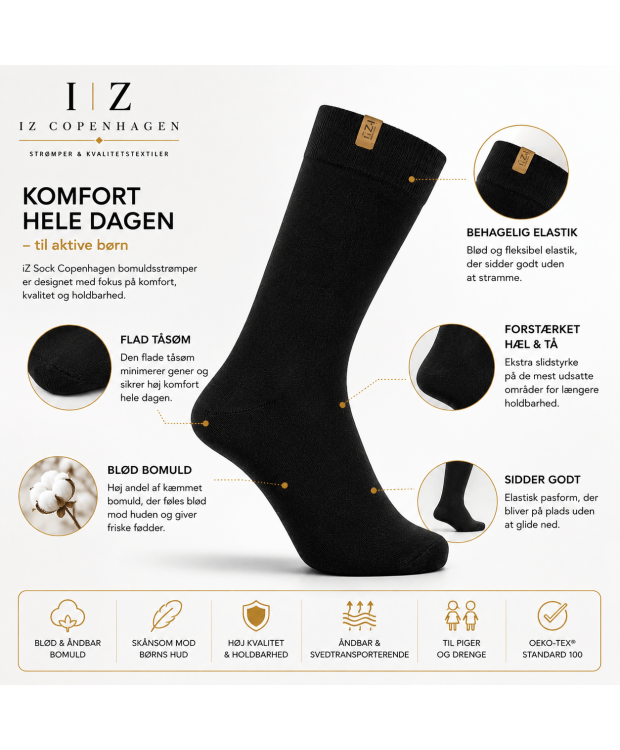 iZ Sock Copenhagen sorte bomuldsstrømper til børn – 35-40 billede 3