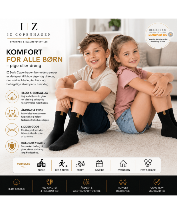 iZ Sock Copenhagen sorte bomuldsstrømper til børn – 35-40 billede 2