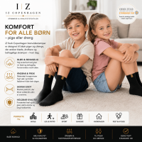 iZ Sock Copenhagen sorte bomuldsstrømper til børn – 35-40