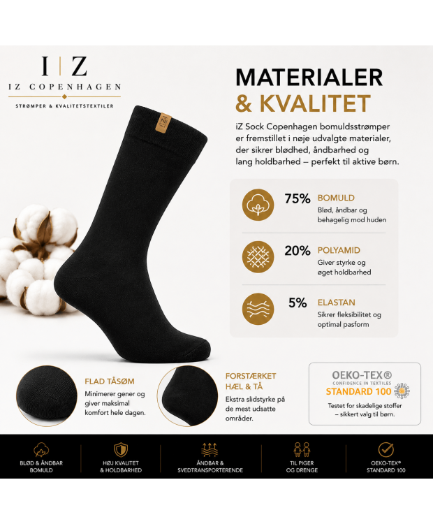 iZ Sock Copenhagen sorte bomuldsstrømper til børn – 35-40 billede 4