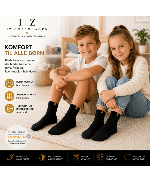 iZ Sock Luxury bambusstrømper sort til børn – 23–34 billede 2