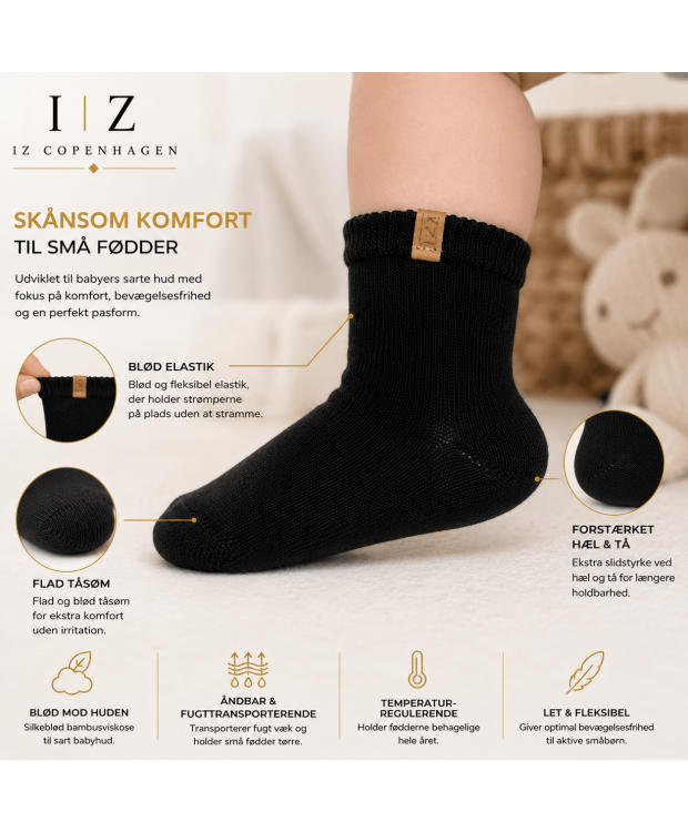 iZ Sock Luxury bambusstrømper sort til baby – 15–22 billede 3