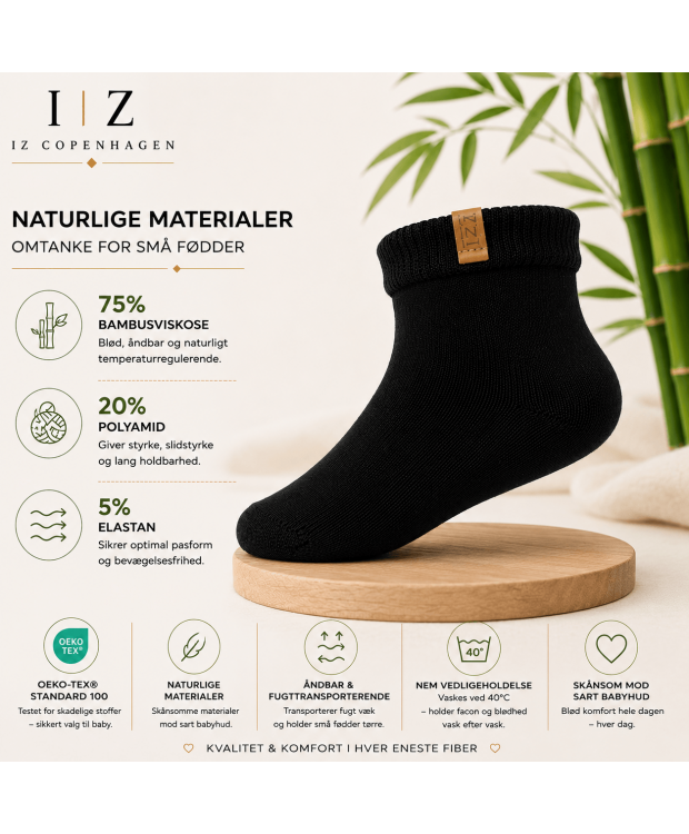 iZ Sock Luxury bambusstrømper sort til baby – 15–22 billede 4