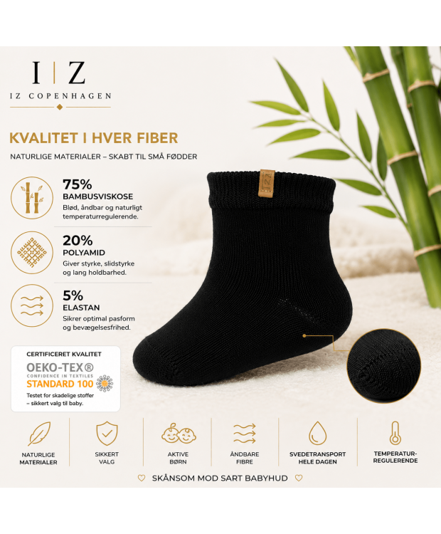 iZ Sock Luxury bambusstrømper sort til baby – 15–22 billede 5
