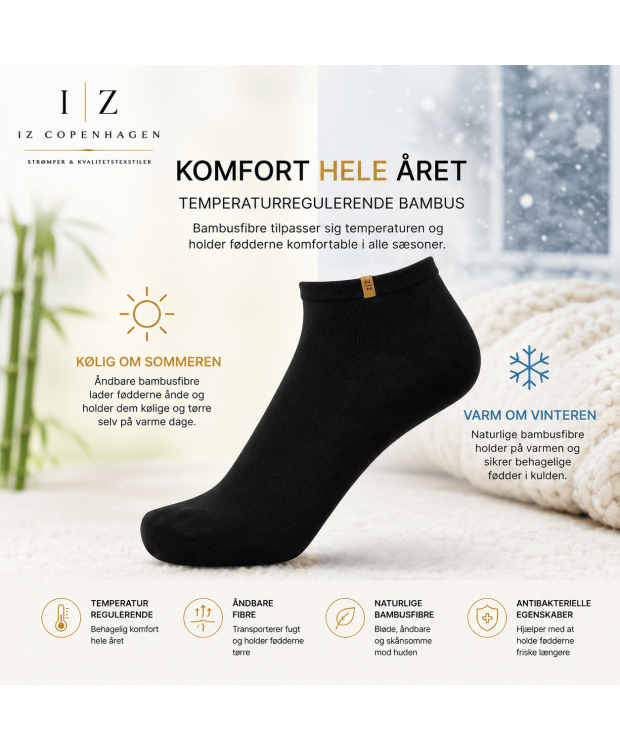iZ Sock Luxury bambus-ankelstrømper sort til børn – 23–34 billede 3