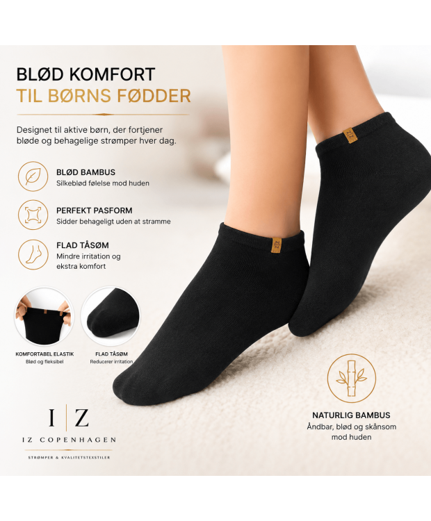 iZ Sock Luxury bambus-ankelstrømper sort til børn – 23–34 billede 5