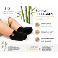 iZ Sock Luxury bambus-ankelstrømper sort til baby – 15–22