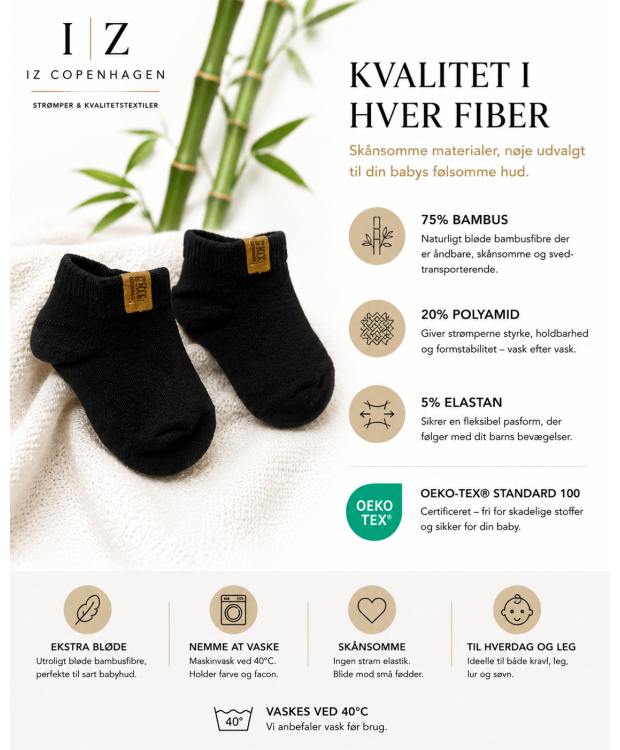 iZ Sock Luxury bambus-ankelstrømper sort til baby – 15–22 billede 5