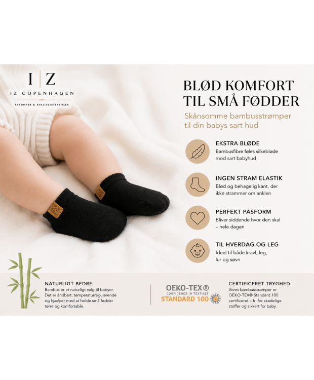 iZ Sock Luxury bambus-ankelstrømper sort til baby – 15–22 billede 3