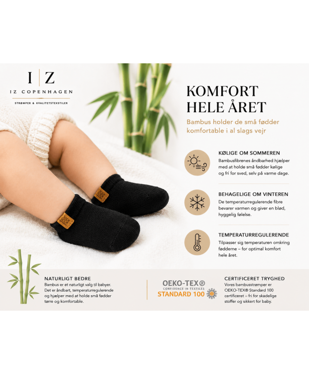 iZ Sock Luxury bambus-ankelstrømper sort til baby – 15–22 billede 4