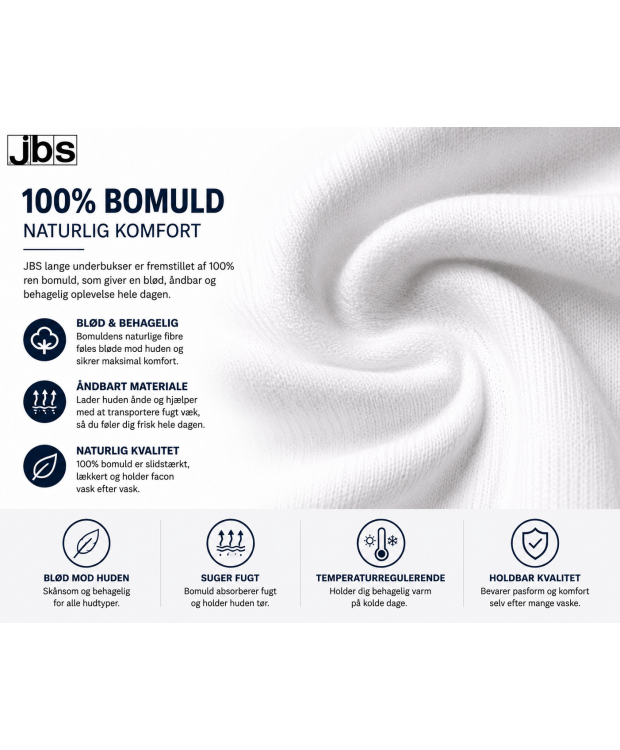 JBS lange underbukser hvid til herre i 100 % bomuld billede 4