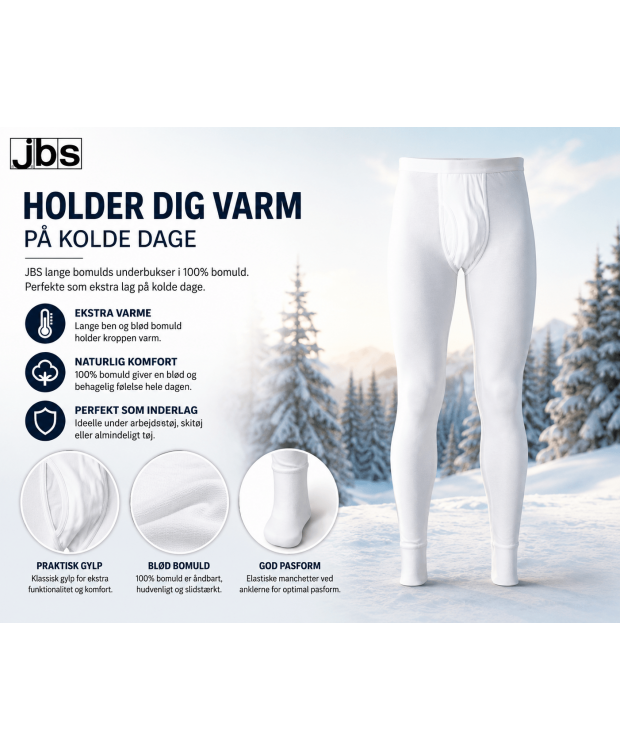 JBS lange underbukser hvid til herre i 100 % bomuld billede 2