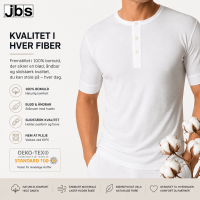 JBS halværmet T-shirt med knapper til herre – hvid