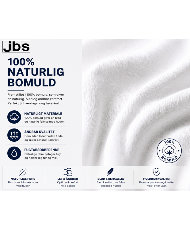 JBS halværmet T-shirt med knapper til herre – hvid billede 3