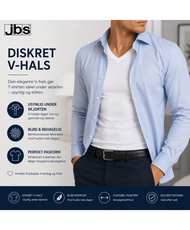 JBS T-shirts med V-hals 2-pak til herre – hvid billede 2