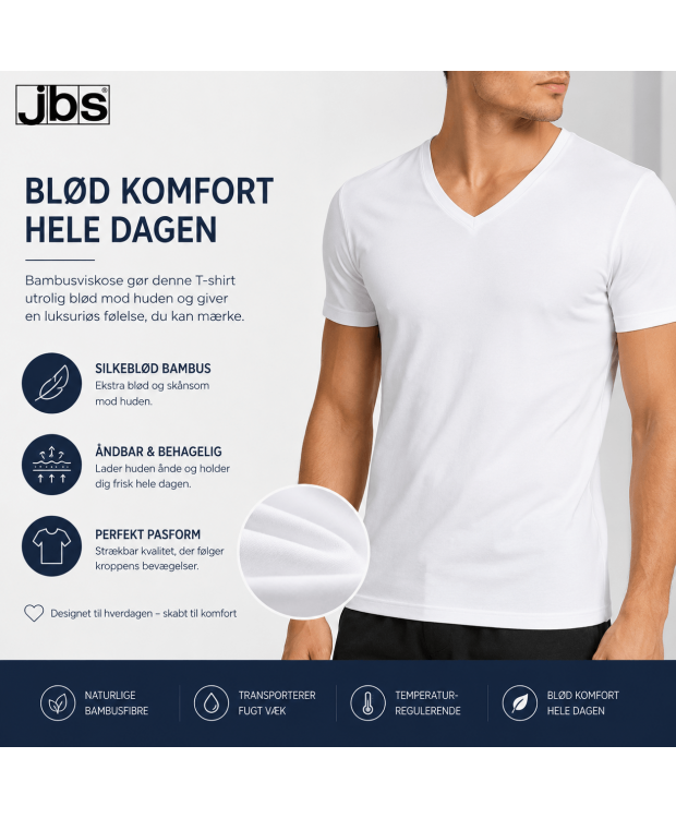 JBS T-shirts med V-hals 2-pak til herre – hvid billede 3