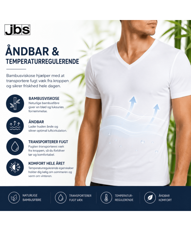 JBS T-shirts med V-hals 2-pak til herre – hvid billede 4