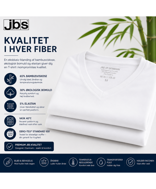 JBS T-shirts med V-hals 2-pak til herre – hvid billede 5