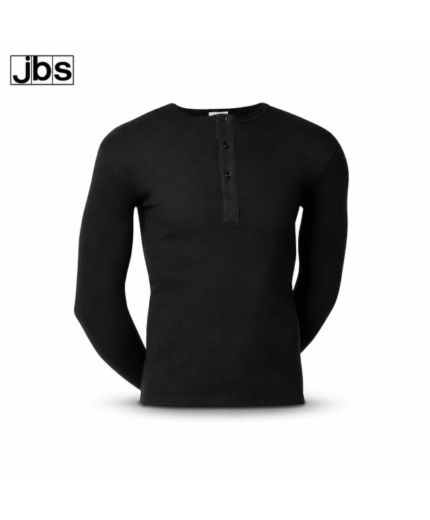 JBS langærmet T-shirt med knapper sort herre – XL–XXXL