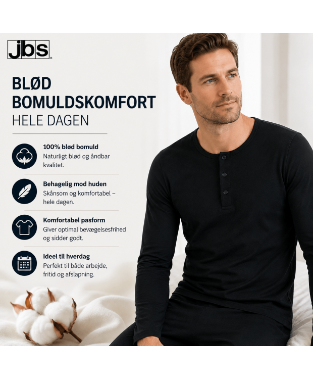 JBS langærmet T-shirt med knapper sort herre – XL–XXXL billede 8