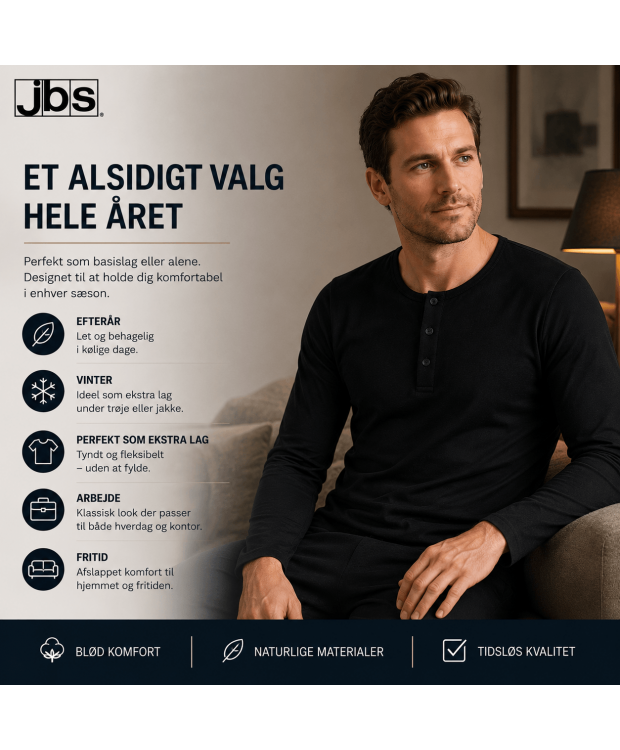 JBS langærmet T-shirt med knapper sort herre – XL–XXXL billede 6