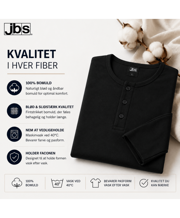 JBS langærmet T-shirt med knapper sort herre – XL–XXXL billede 12