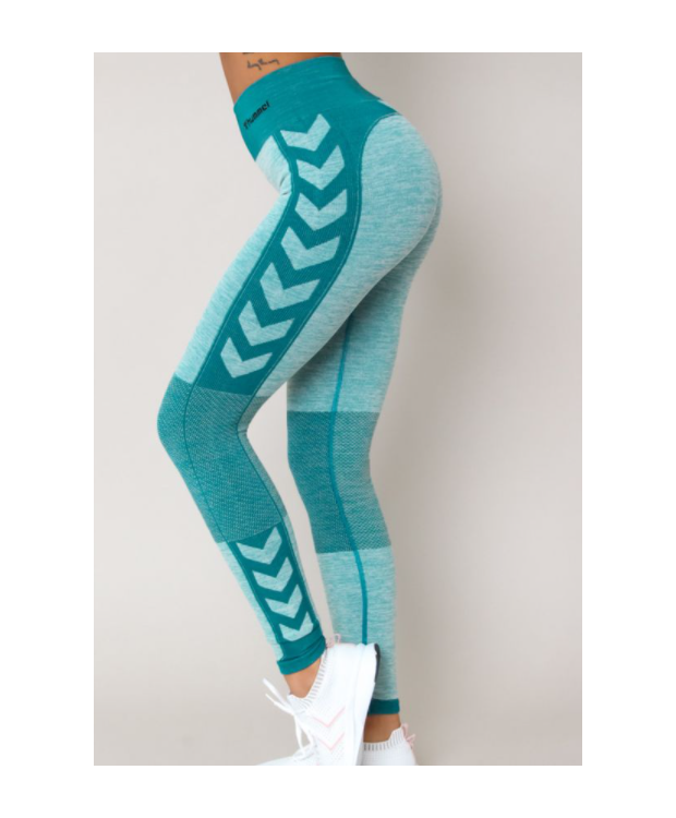 Hummel CLEA Seamless Mid Waist Tights i Meleret Petroleum melange til kvinder billede 3