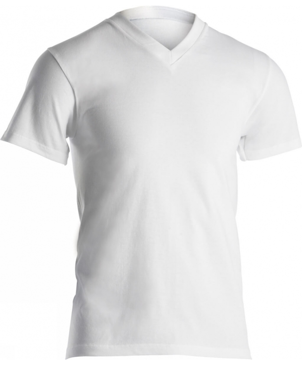 Dovre bomulds-T-shirt hvid med V-hals til herre – S–2XL billede 4