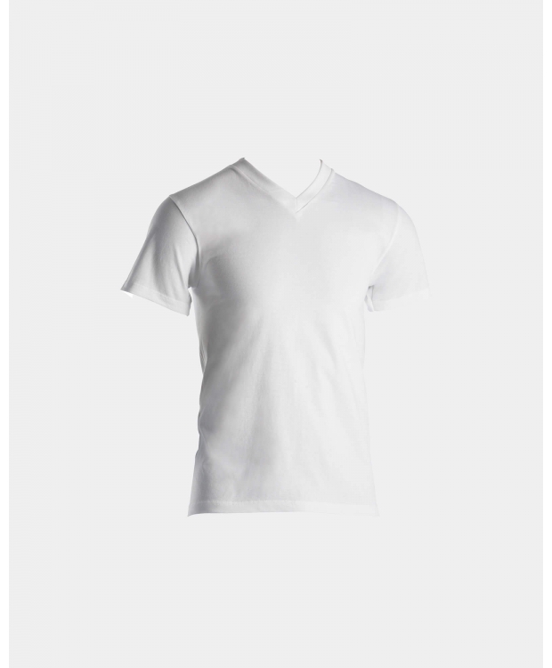 Dovre bomulds-T-shirt hvid med V-hals til herre – S–2XL billede 5