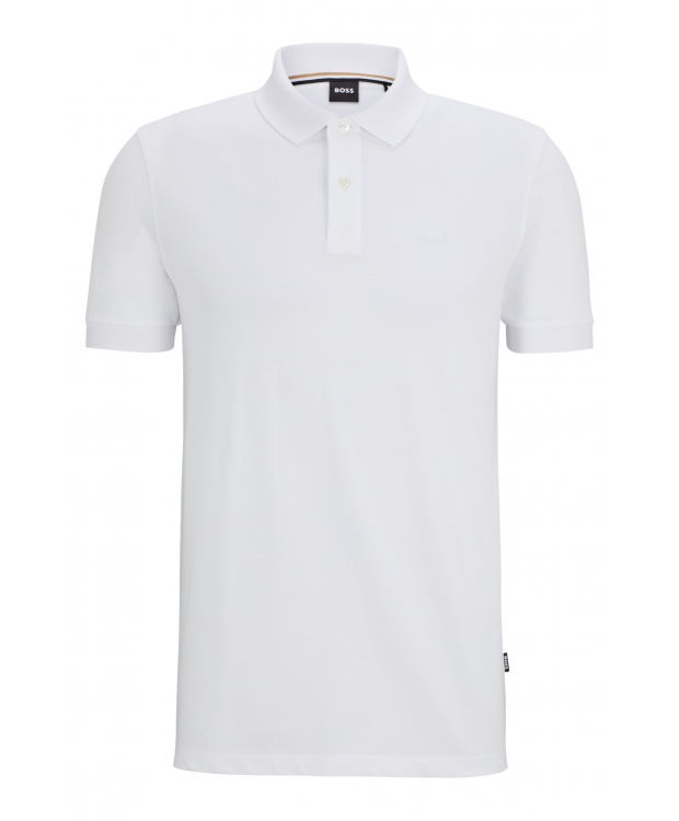 BOSS Poloshirt til Herre i Hvid – Regular Fit i Økologisk Bomuld