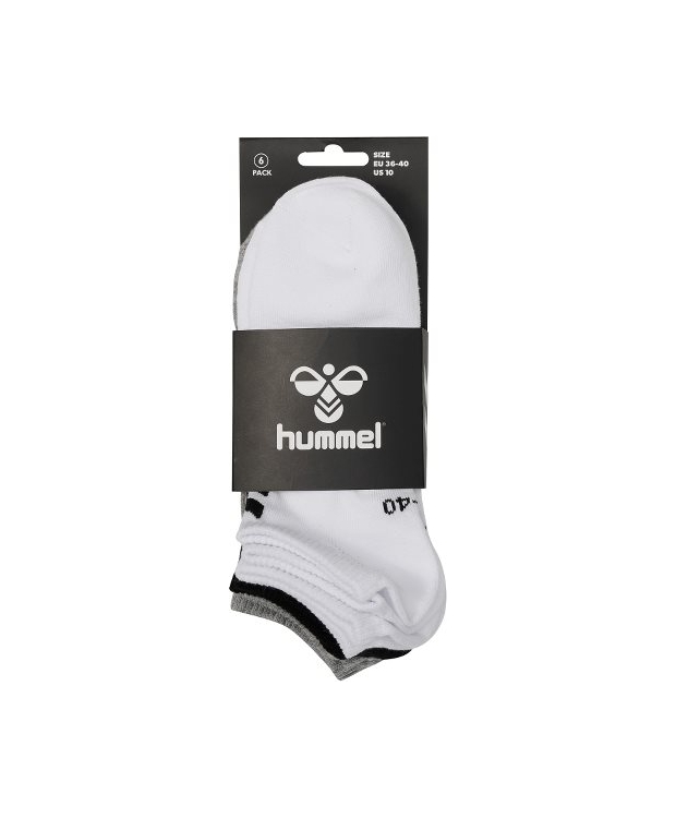 Hummel Chevron 6pak korte ankelstrømper i sort, hvid og lysegrå
