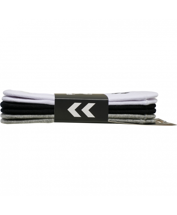Hummel chevron 6pak usynlige strømper i sort, hvid og grå.