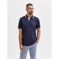 Selected kortærmet økologisk bomulds polo i navy blazer til herre.