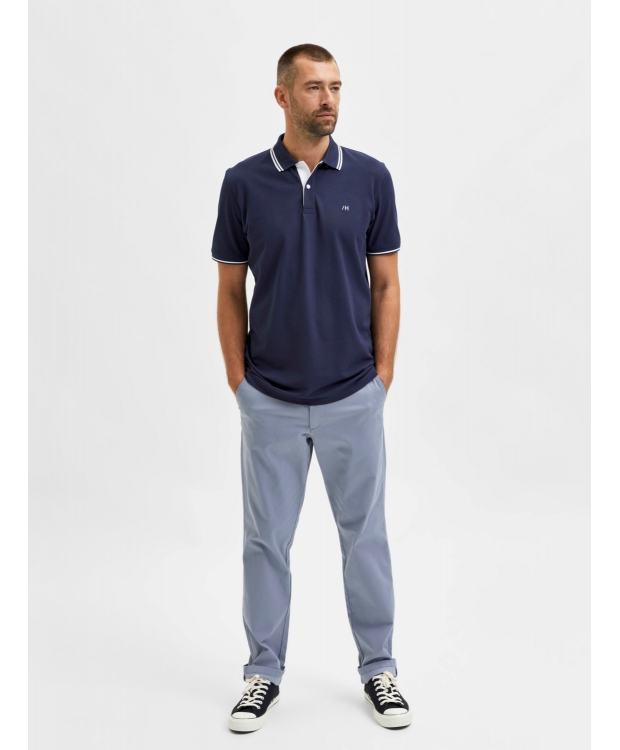 Selected kortærmet økologisk bomulds polo i navy blazer til herre. billede 6