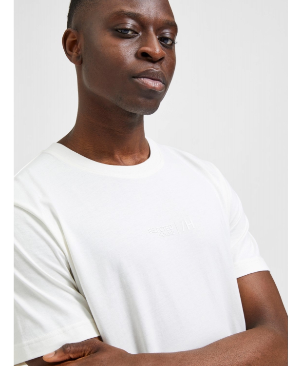 Selected Boris printet T-shirt i hvid med rund hals til herre billede 5