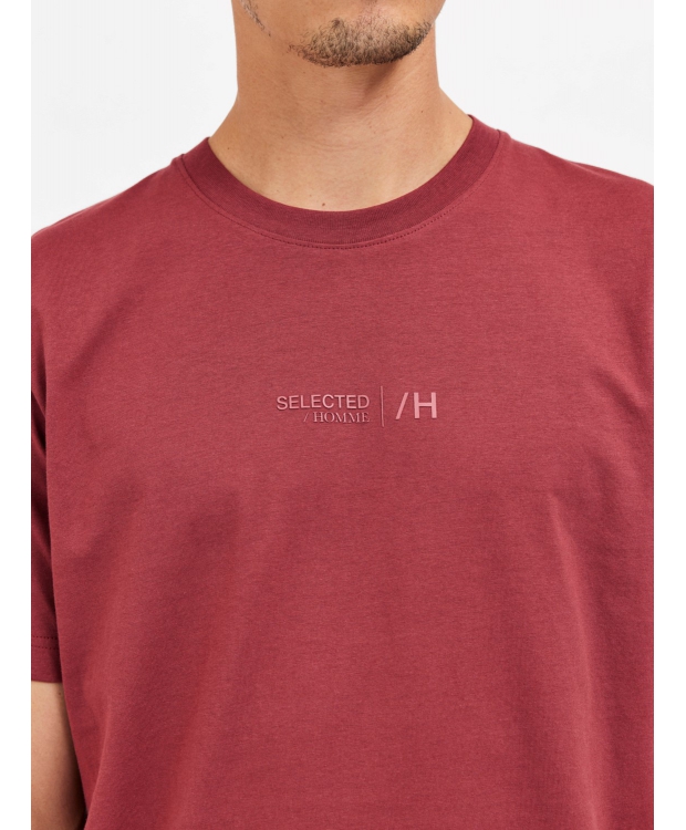 Selected Boris printet T-shirt i rød med rund hals til herre billede 3