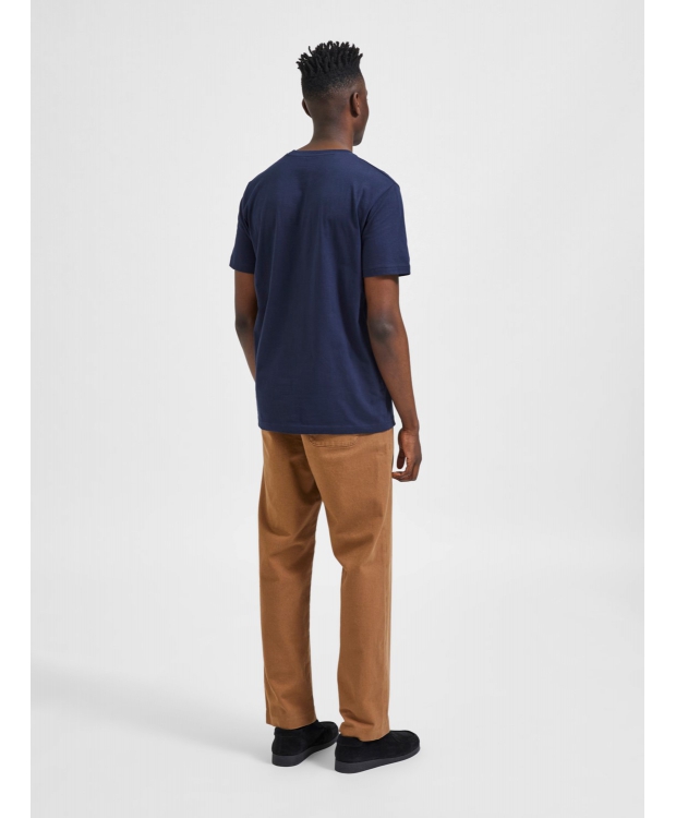 Selected Boris printet T-shirt i navy med rund hals til herre billede 4