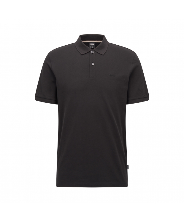 BOSS poloshirt med økologisk bomuld i sort til herre.