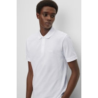 BOSS poloshirt med økologisk bomuld i hvid til herre.
