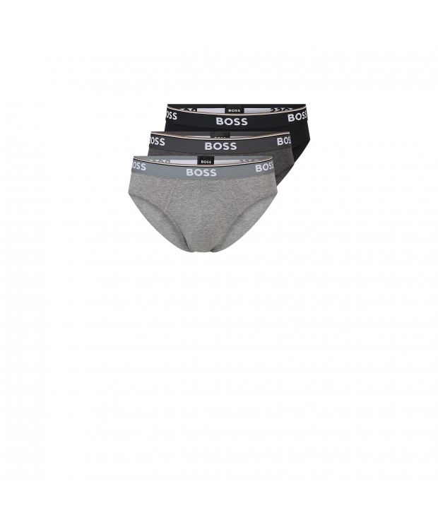 BOSS 3pak briefs i lysegrå, mørkegrå & sort til herre