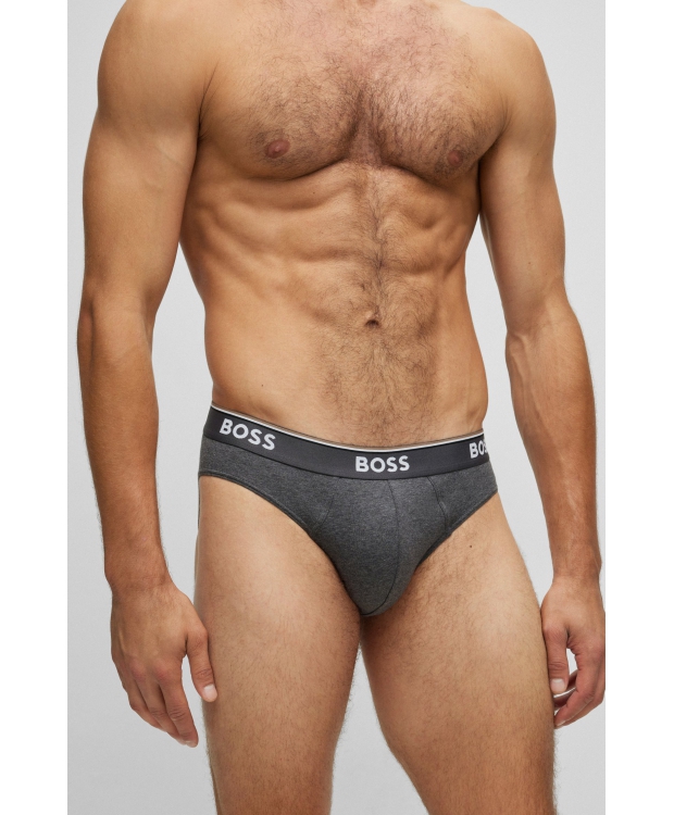 BOSS 3pak briefs i lysegrå, mørkegrå & sort til herre billede 3