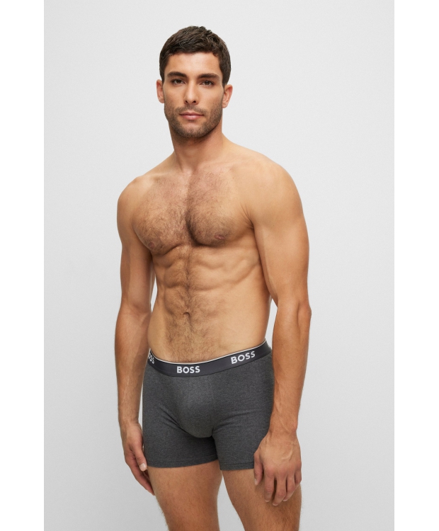BOSS 3pak underbukser/boksershorts med signaturstribe i sort, mørkegrå og lysegrå til herre. billede 4