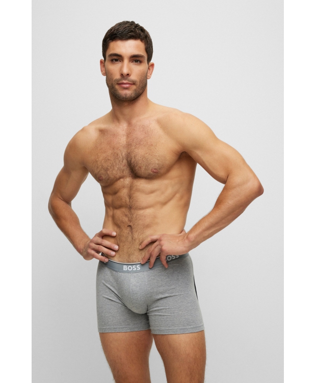 BOSS 3pak underbukser/boksershorts med signaturstribe i sort, mørkegrå og lysegrå til herre. billede 5