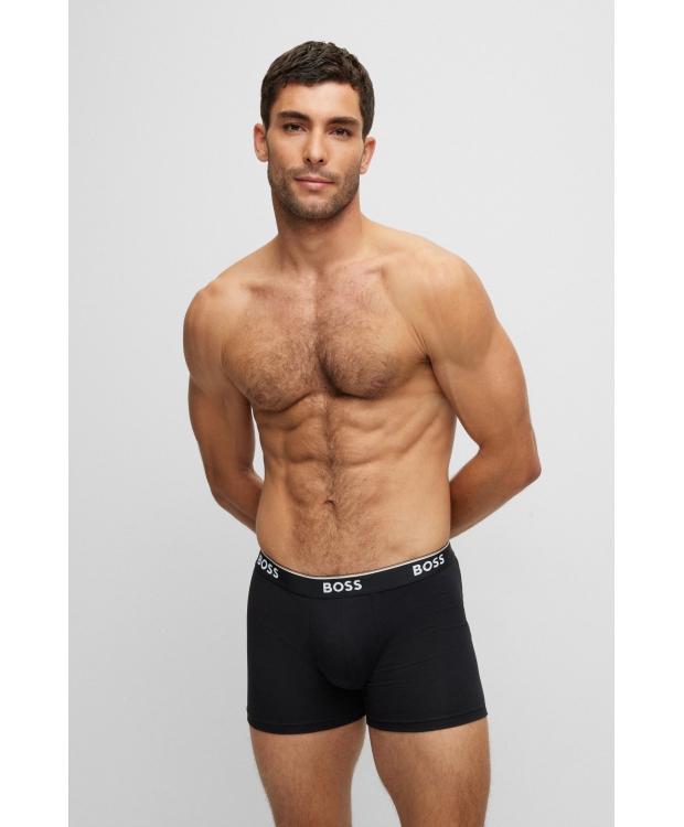 BOSS 3pak underbukser/boksershorts med signaturstribe i sort, hvid og lysegrå til herre. billede 3