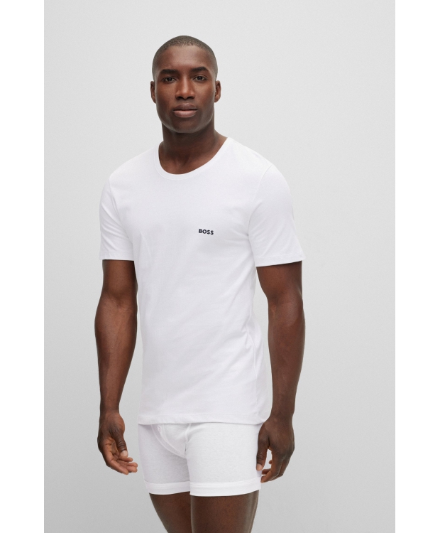 BOSS 3pak T-shirts med økologisk bomuld i hvid, mørkeblå og sort til herre. billede 3