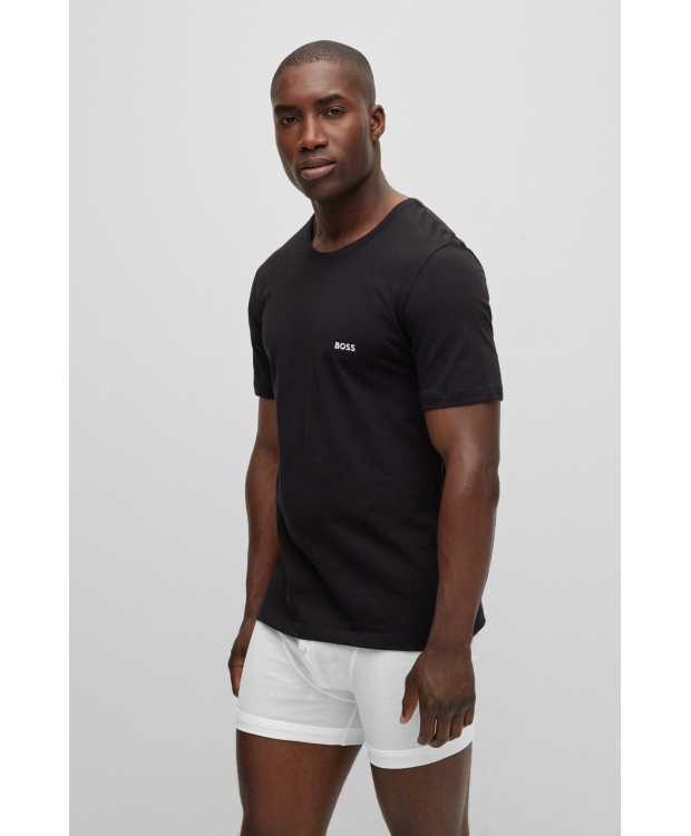 BOSS 3pak T-shirts med økologisk bomuld i hvid, mørkeblå og sort til herre. billede 4